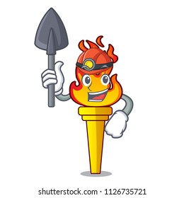 Miner torch mascot cartoon style