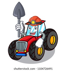 Miner tractor mascot cartoon style