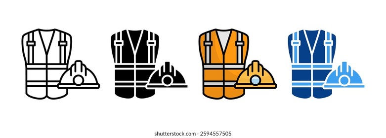 Miner Uniforms Icon Set Multiple Style Collection