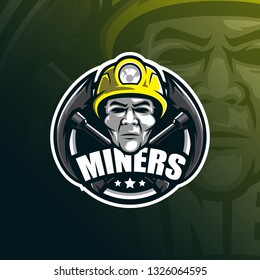 miner vector mascot logo design with modern illustration concept style for badge, emblem and tshirt printing. head miner illustration.