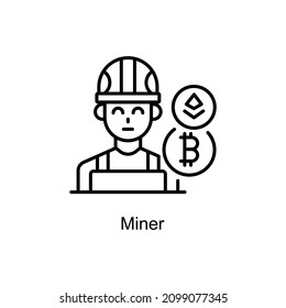 Miner vector outline icon for web isolated on white background EPS 10 file
