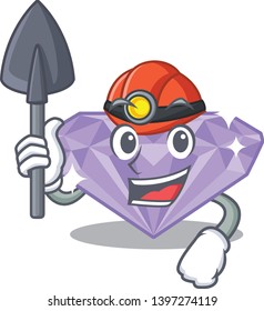 Miner violet diamond in a cartoon bag