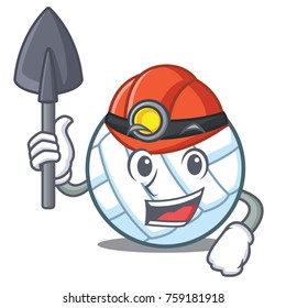Miner volley ball character cartoon
