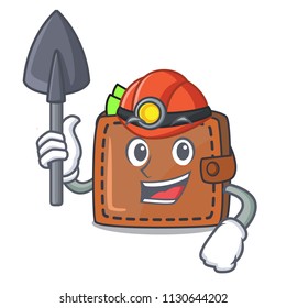 Miner wallet mascot cartoon style vector illustration