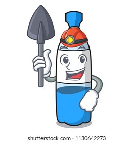 Miner water bottle mascot cartoon vector illustration