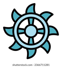 Miner wheel icon outline vector. Golden mine. Coal rock color flat