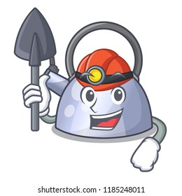 Miner whistling kettle cartoon on the stove top