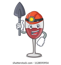 Miner wine mascot cartoon style