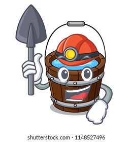 Miner wooden bucket mascot cartoon