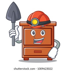 Miner wooden drawer mascot cartoon