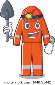 Miner work overalls placed in cartoon lockers