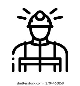 Vektorillustration für Bergarbeiter-Ikone. Bergarbeiterzeichen einzelne Kontursymbolgrafik