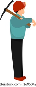 Miner worker, illustration, vector on white background