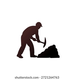 Miner Worker Silhouette Set Isolated on White Background