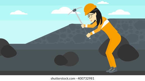 Miner working with pick.