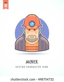 Miner workman in special work wear and hardhat illustration People lifestyle and occupation Colorful and stylish flat vector character icon