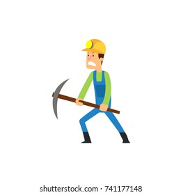 the miner works as a pickaxe. vector