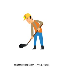 The miner works as a shovel. vector