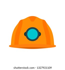 Miner yellow helmet vector icon protection tool. Head uniform worker underground industry. Hardhat equipment