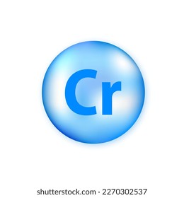 Mineral blue shining pill capsule icon. Cr Chromium