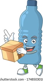 Mineral bottle cartoon design style having gift box