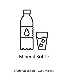 Ilustración de diseño del icono de contorno del vector de botella mineral. Símbolo de compras en fondo blanco archivo EPS 10