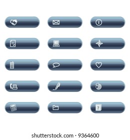 mineral buttons with business communication icons