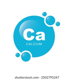 Mineral Ca Calcium, blue shining pill, capsule, -  icon, vector. 