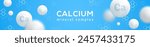 Mineral Ca white molecule isolated. Calcium icon, pill capcule. Vitamin complex health formula. Meds heathcare banner. Vector illustration. Medical food supplement concept border or frame design