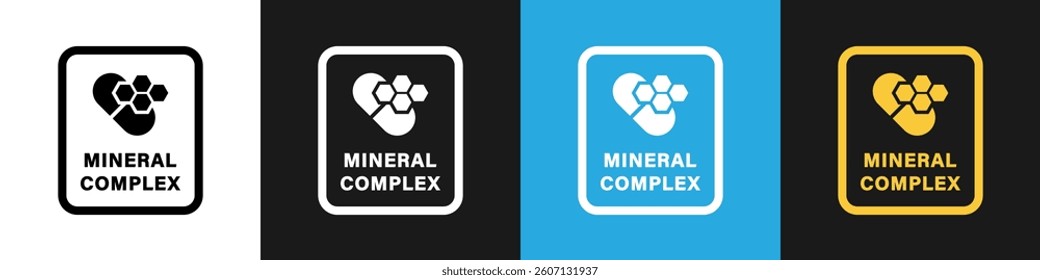 Mineral Complex vector icons on different backgrounds.
