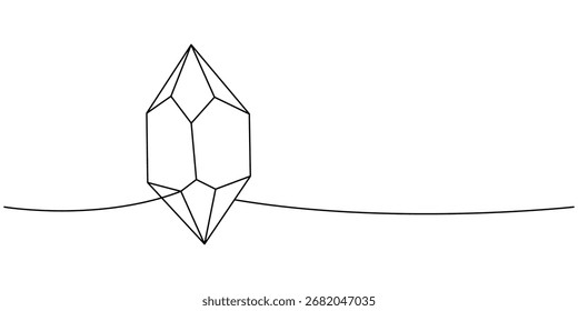 Cristal mineral desenho contínuo de uma linha. Cristal esotérico místico. Ilustração vetorial