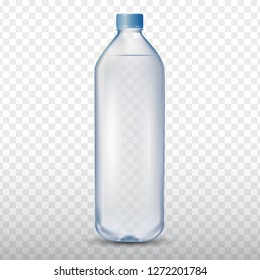 Mineral drinking water bottle on transparent background, vector illustration 3d