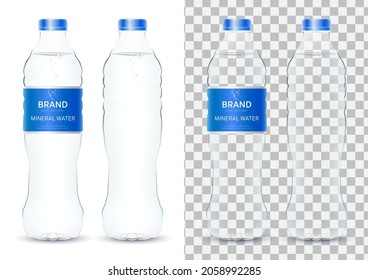 Mineral drinking water bottle package mockup design vector illustration