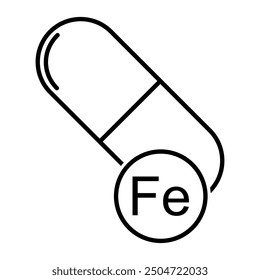 Mineral Fe icon, healthy medicine pill supplement symbol, complex vitamin vector illustration .