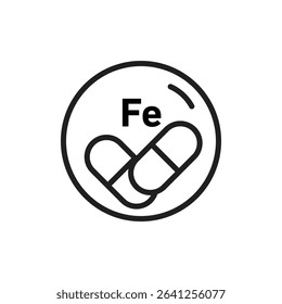 Mineral Fe icon outline set sign