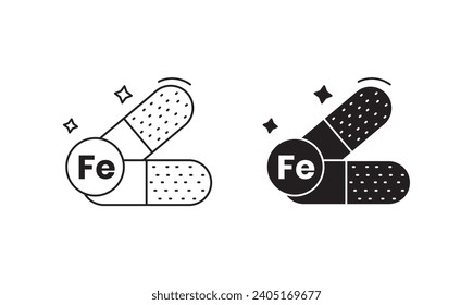 Mineral Fe icon set. vector illustration