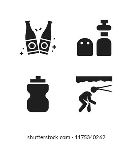 mineral icon. 4 mineral vector icons set. bottles, salt and pepper and miner icons for web and design about mineral theme