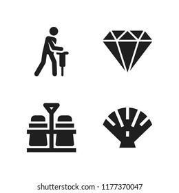 mineral icon. 4 mineral vector icons set. salt and pepper, diamond and shell icons for web and design about mineral theme