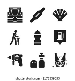 mineral icon. 9 mineral vector icons set. calcium, shell and bottles icons for web and design about mineral theme