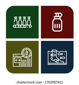 mineral icon set. Collection of Bottle, Water bottle, Mining, Fish therapy icons