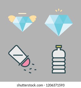 mineral icon set. vector set about water bottle, diamond and salt icons set.
