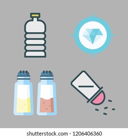 mineral icon set. vector set about diamond, water bottle and salt icons set.