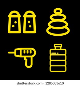 mineral icons set with stones, driller and bottle vector set