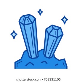 Mineral industry vector line icon isolated on white background. Mineral industry line icon for infographic, website or app. Blue icon designed on a grid system.