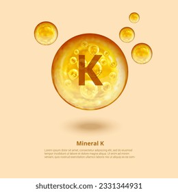  Mineral K. Kalium. Kalium. Mineral Vitamin Komplex. Goldene Bälle. Gesundheitskonzept. K Kalium. 