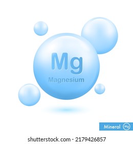 Mineral Magnesium Mg Vitamin for health. Medical and dietary supplement health care concept. 3D Vector EPS10 illustration isolated on a white background