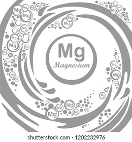 Mineral Mg. Pill capsule Mineral and vitamin complex. Healthy life medical and dietary supplement. Health care concept. Flat benefit design. Icon isolated white background. Medical image. Bubbles. 