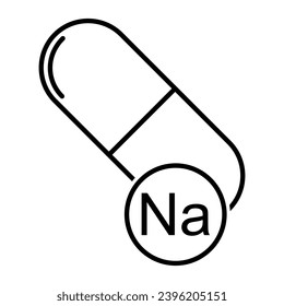 Mineral Na icon, healthy medicine pill supplement symbol, complex vitamin vector illustration .