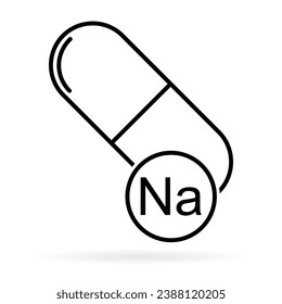 Mineral Na icon stroke, healthy medicine pill supplement symbol, complex vitamin vector illustration .