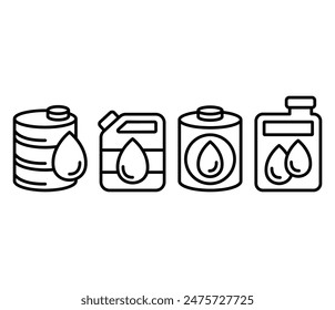 mineral oil droplet icon vector design simple line black white color collections sets